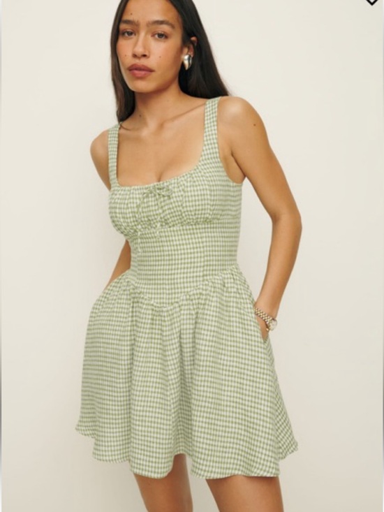 Reformation Dresses & Skirts - Reformation Olive Green Gingham Dress
